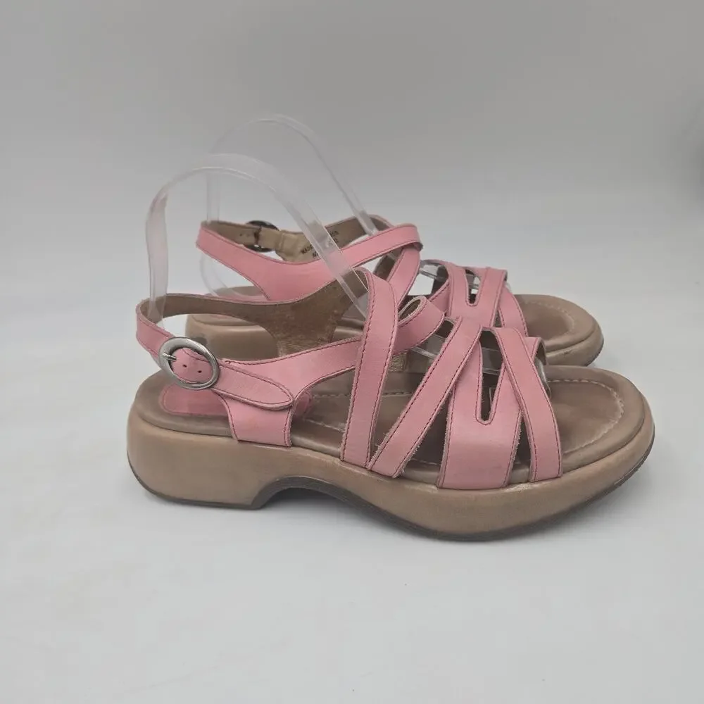 Dansko Y2K Pink Tan Leather Ankle Strap Strappy Sandal Women 9.5 EU 40 Shoe